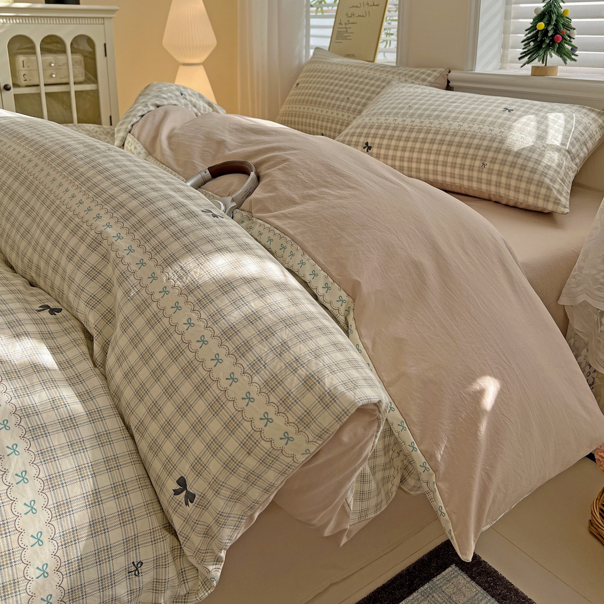 91家纺网 家纺一手货源 找家纺 温眠家纺 2026新款A类古法水洗仿棉云感棉加厚四件套 恋语织物