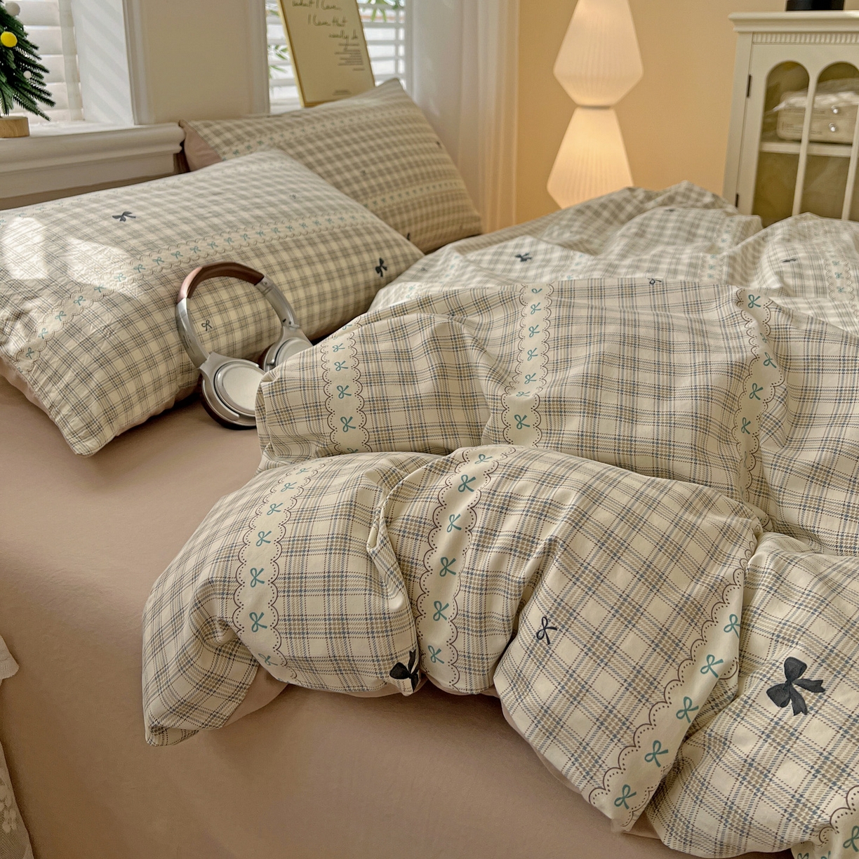 91家纺网 家纺一手货源 找家纺 温眠家纺 2026新款A类古法水洗仿棉云感棉加厚四件套 恋语织物