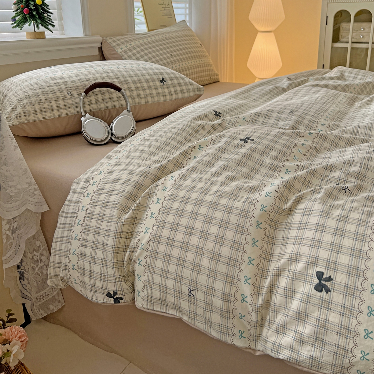 91家纺网 家纺一手货源 找家纺 温眠家纺 2026新款A类古法水洗仿棉云感棉加厚四件套 恋语织物