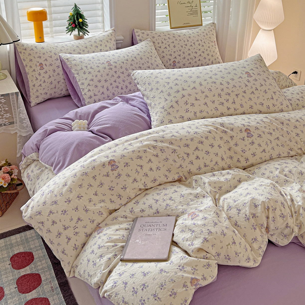 91家纺网 家纺一手货源 找家纺 温眠家纺 2026新款A类古法水洗仿棉云感棉加厚四件套 兔子小姐