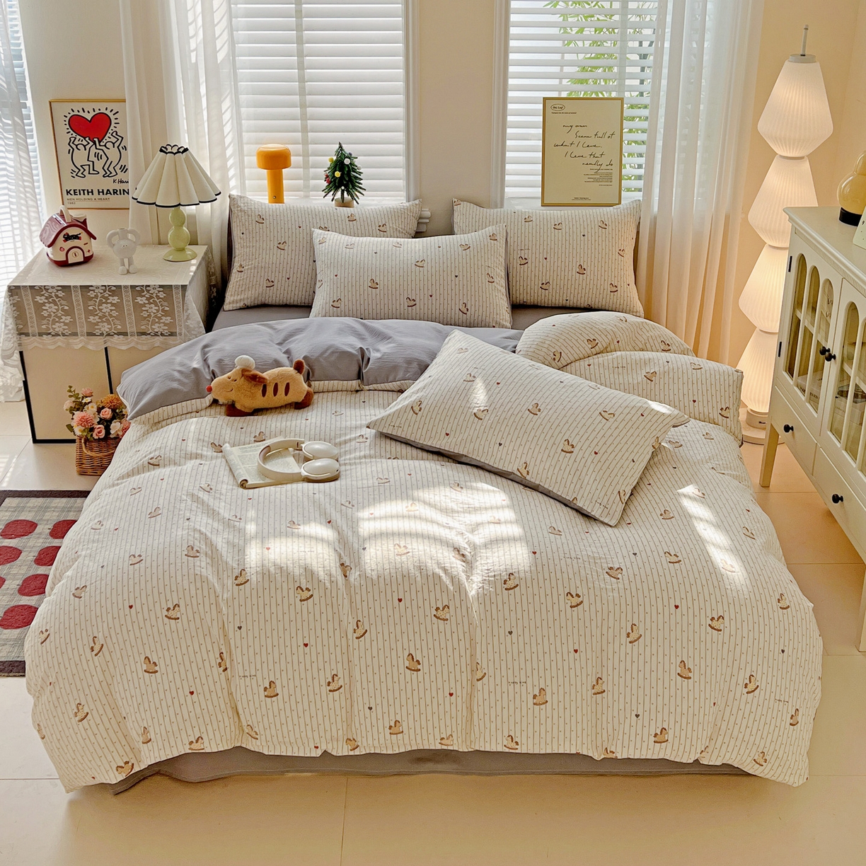 91家纺网 家纺一手货源 找家纺 温眠家纺 2026新款A类古法水洗仿棉云感棉加厚四件套 木马乐园