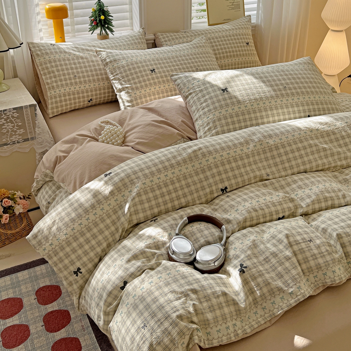 91家纺网 家纺一手货源 找家纺 温眠家纺 2026新款A类古法水洗仿棉云感棉加厚四件套 恋语织物