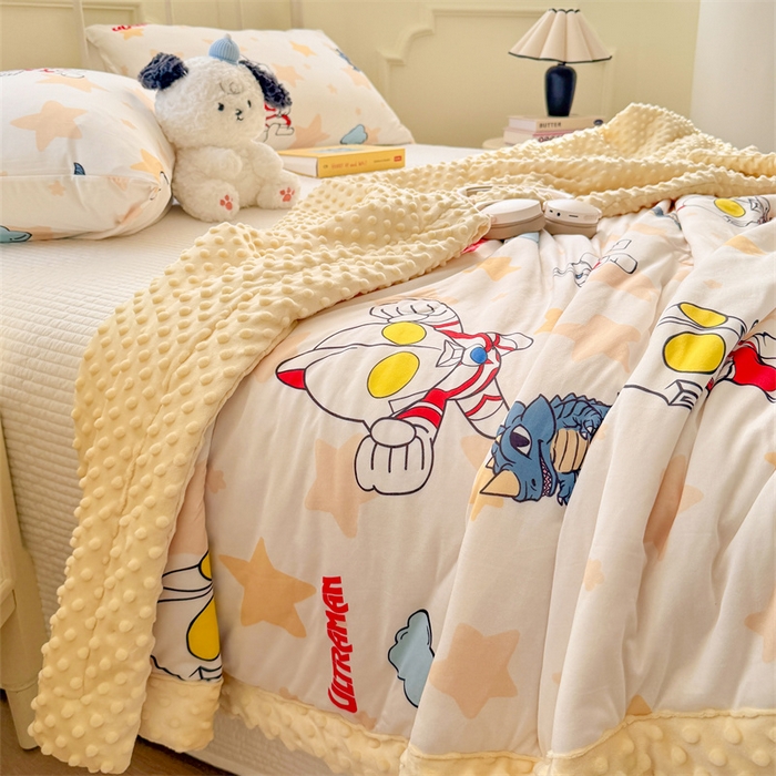 91家纺网 家纺一手货源 找家纺 名兮 2026新款A类经典奥特曼豆豆被夏凉被夏被空调被 豆豆被-星星奥特曼