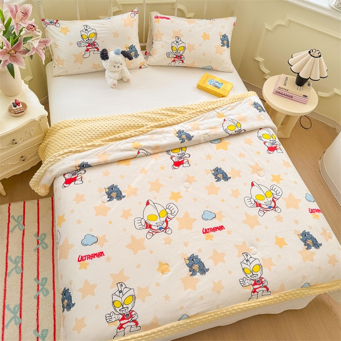 91家纺网 家纺一手货源 找家纺 名兮 2026新款A类经典奥特曼豆豆被夏凉被夏被空调被 豆豆被-星星奥特曼