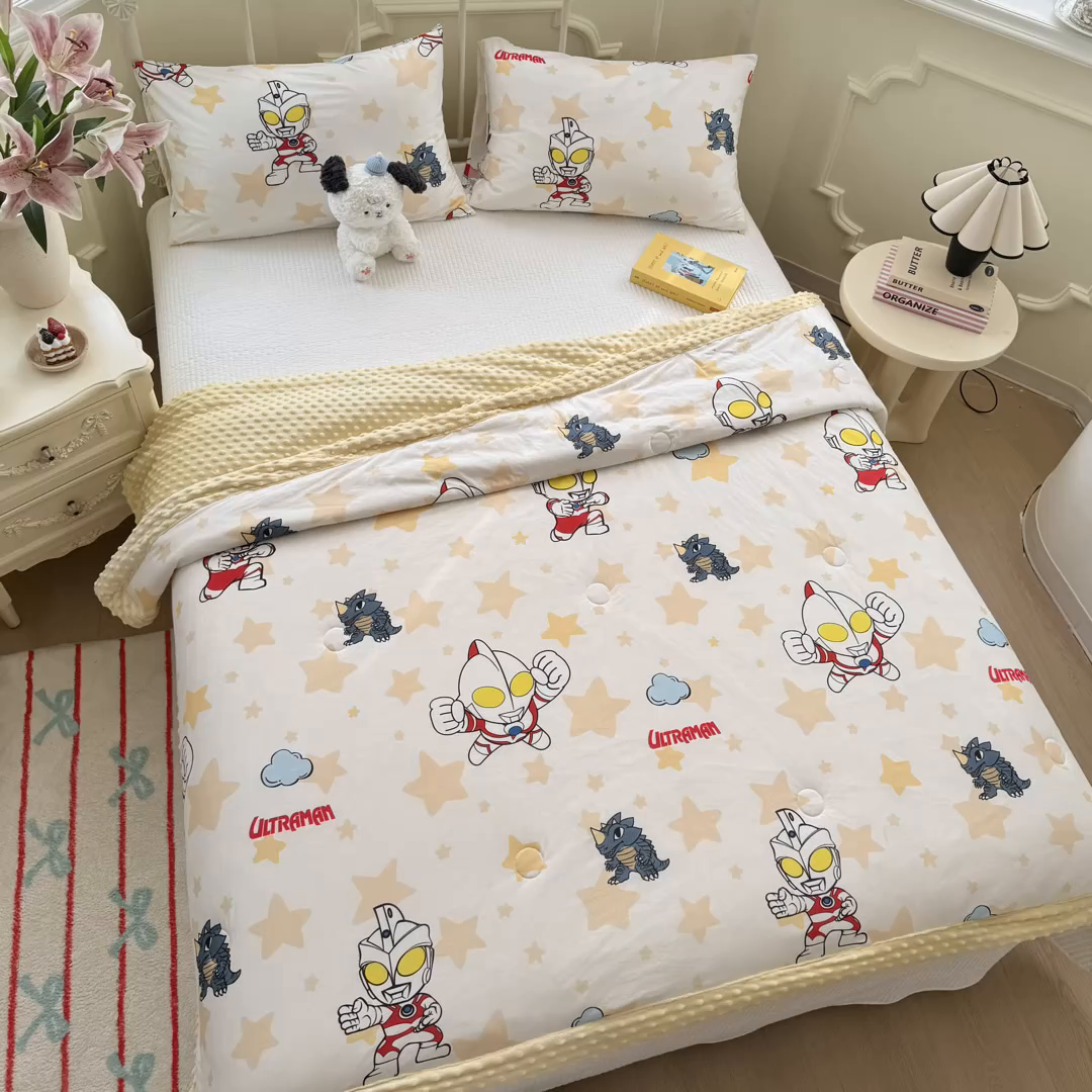 91家纺网 家纺一手货源 找家纺 名兮 2026新款A类经典奥特曼豆豆被夏凉被夏被空调被 豆豆被-星星奥特曼