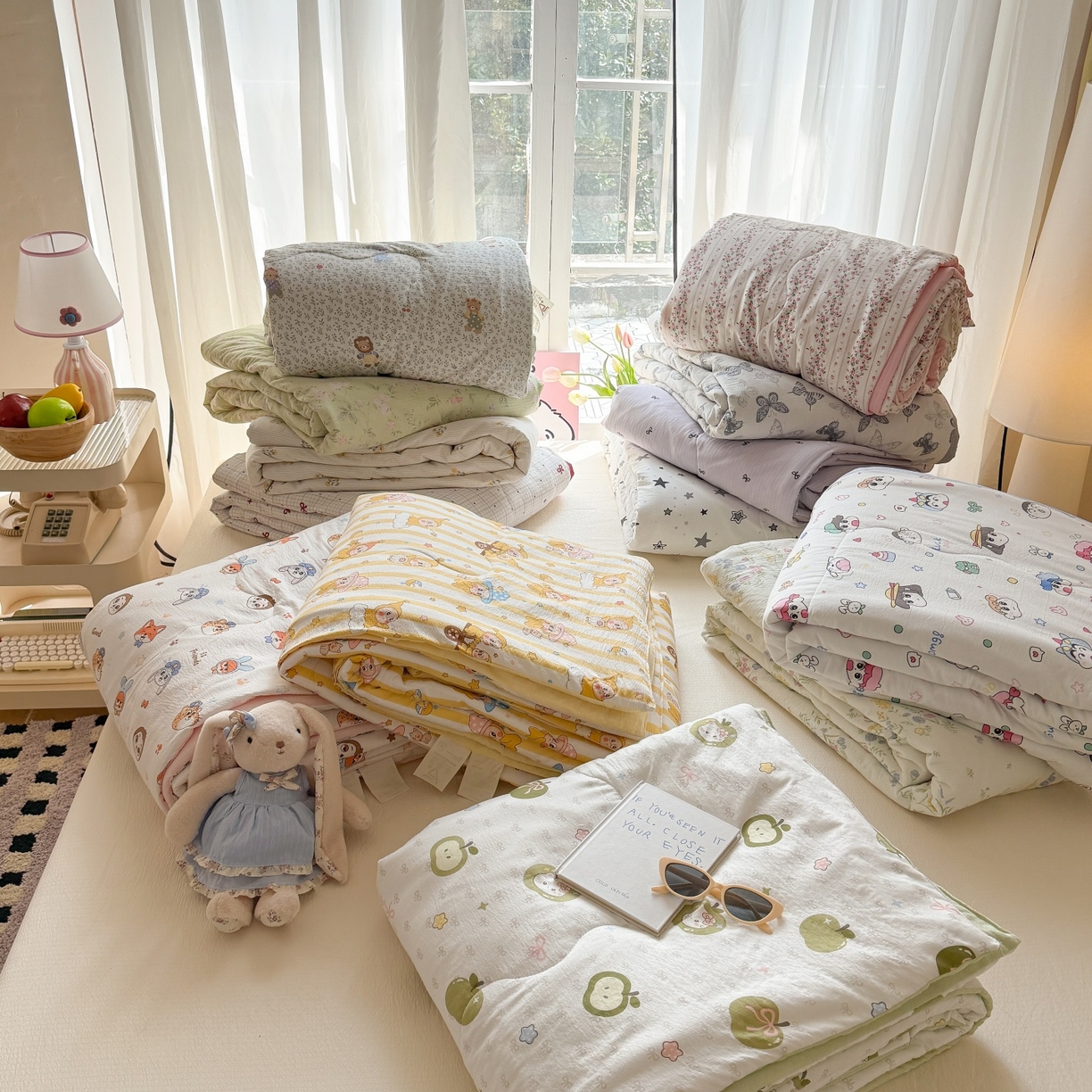 91家纺网 家纺一手货源 找家纺 （总）温眠家纺 2026新款针织泡芙双层纱夏被四件套