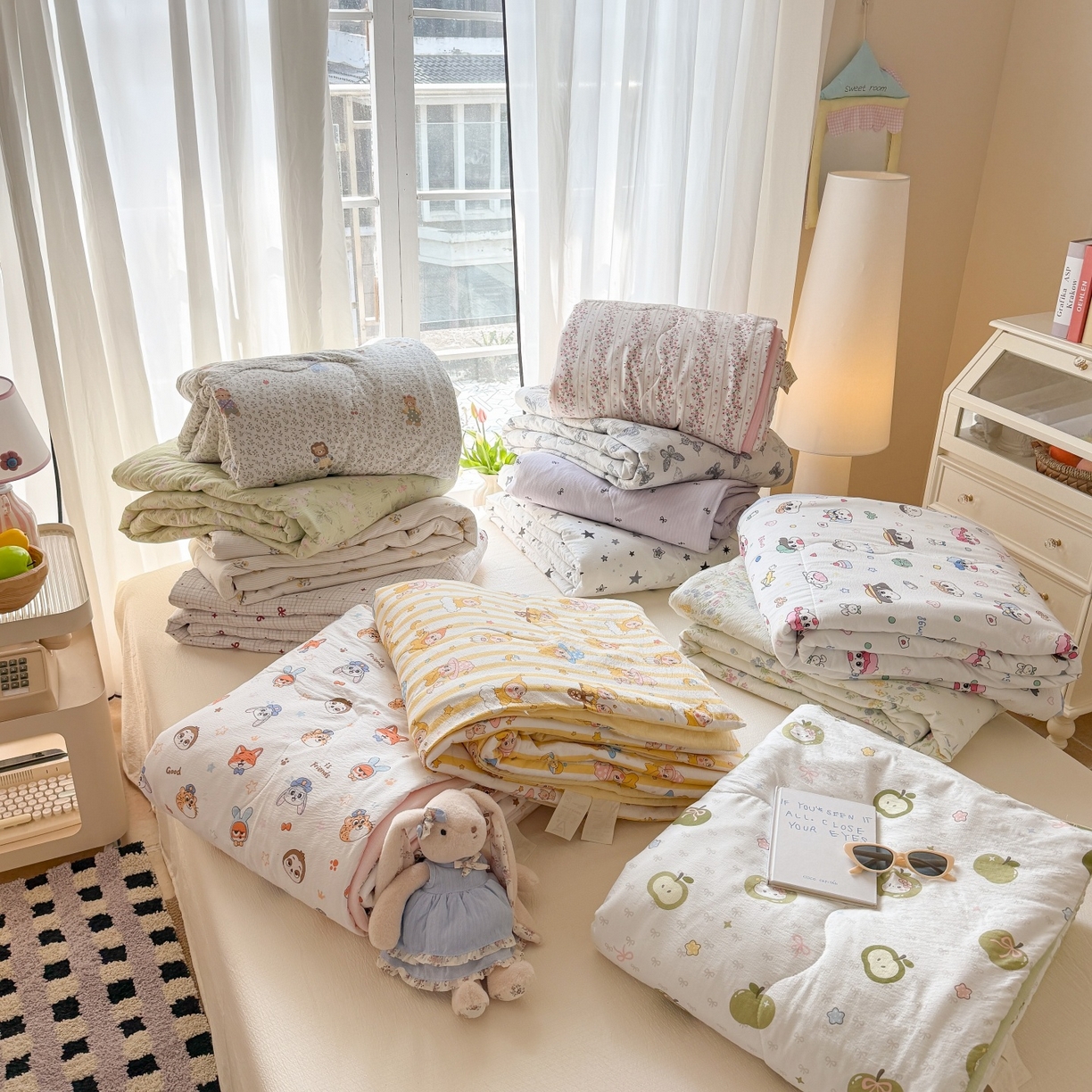 91家纺网 家纺一手货源 找家纺 （总）温眠家纺 2026新款针织泡芙双层纱夏被四件套