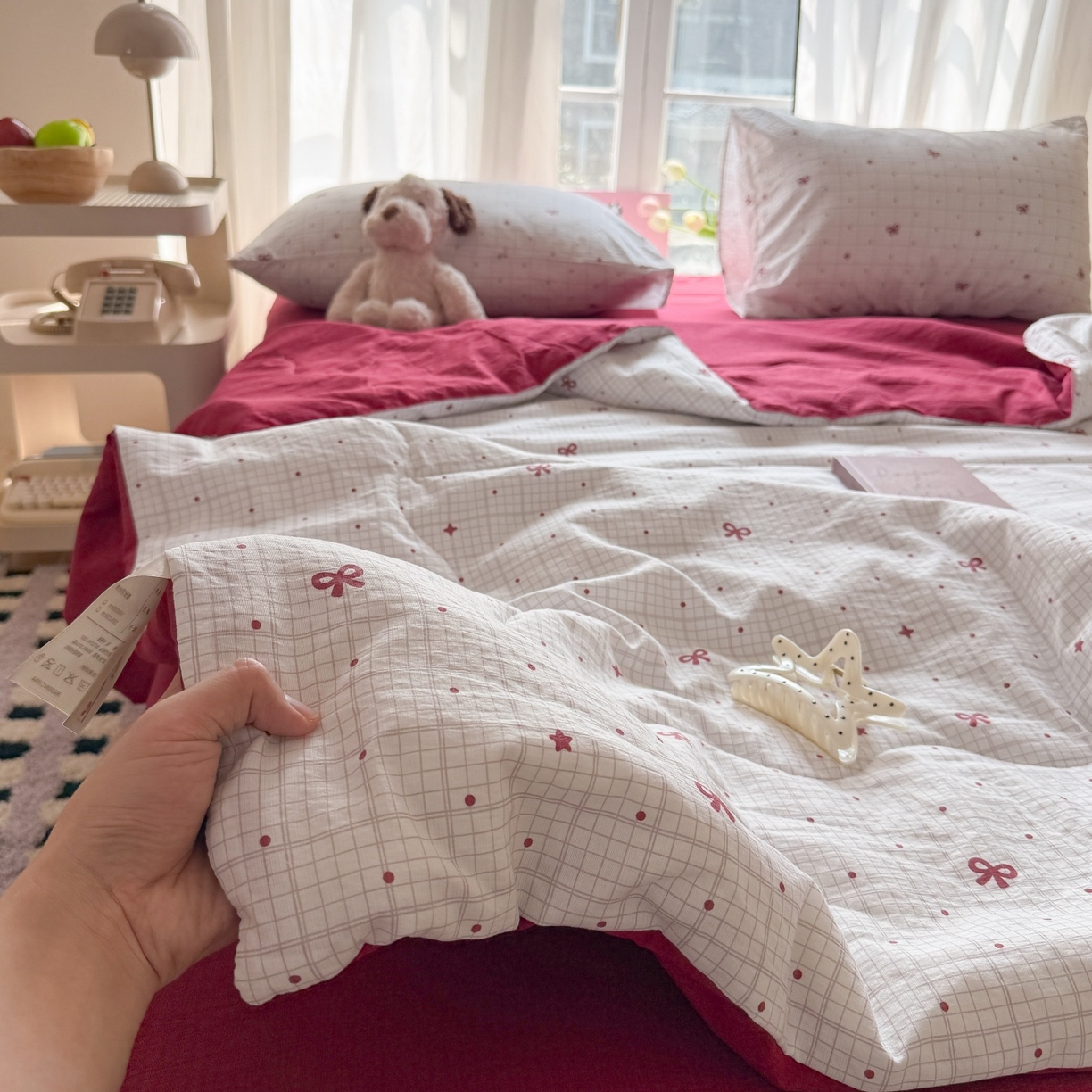 91家纺网 家纺一手货源 找家纺 温眠家纺 2026新款针织泡芙双层纱夏被四件套 星光灿烂