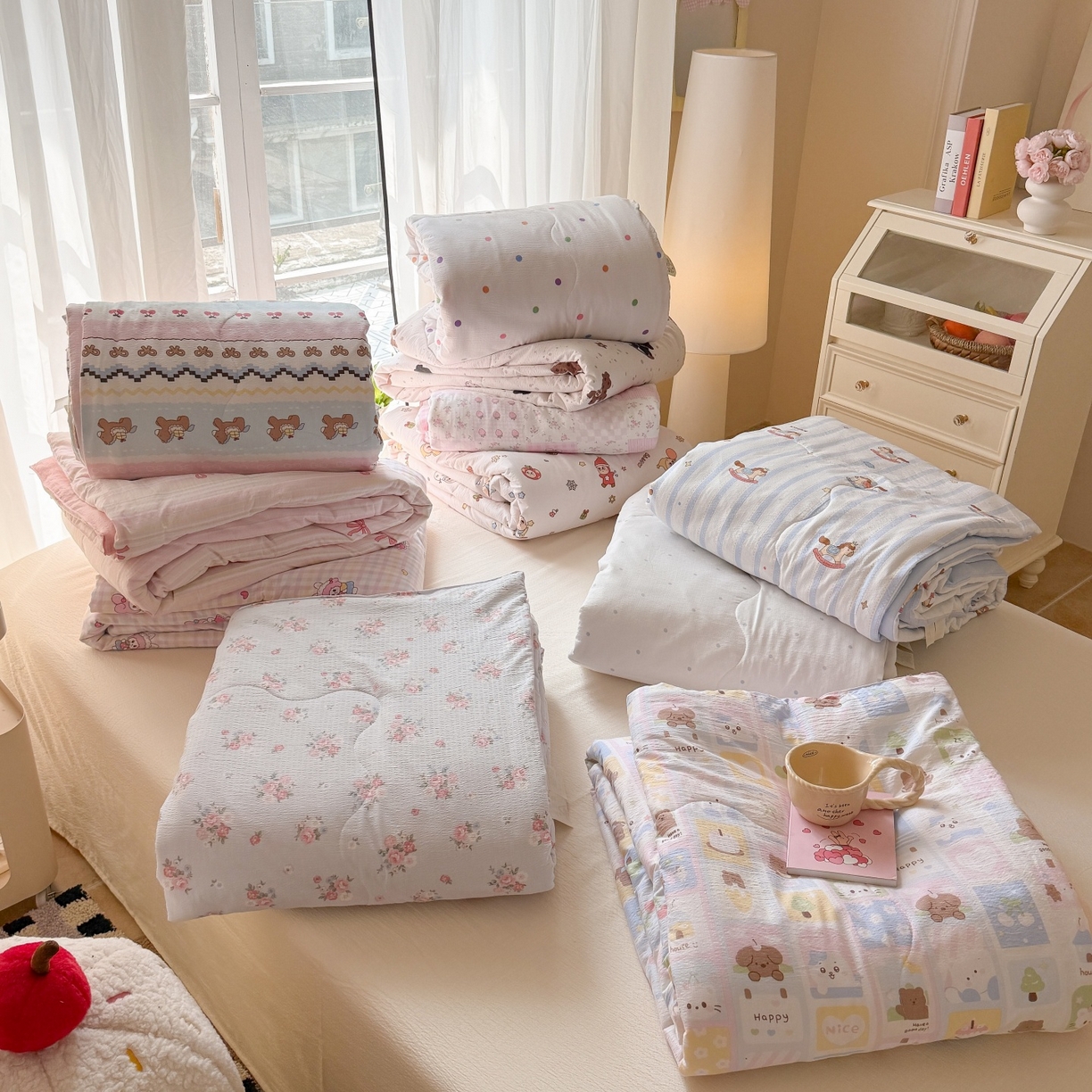 温眠家纺 2026新款针织泡芙双层纱夏被四件套 组合图