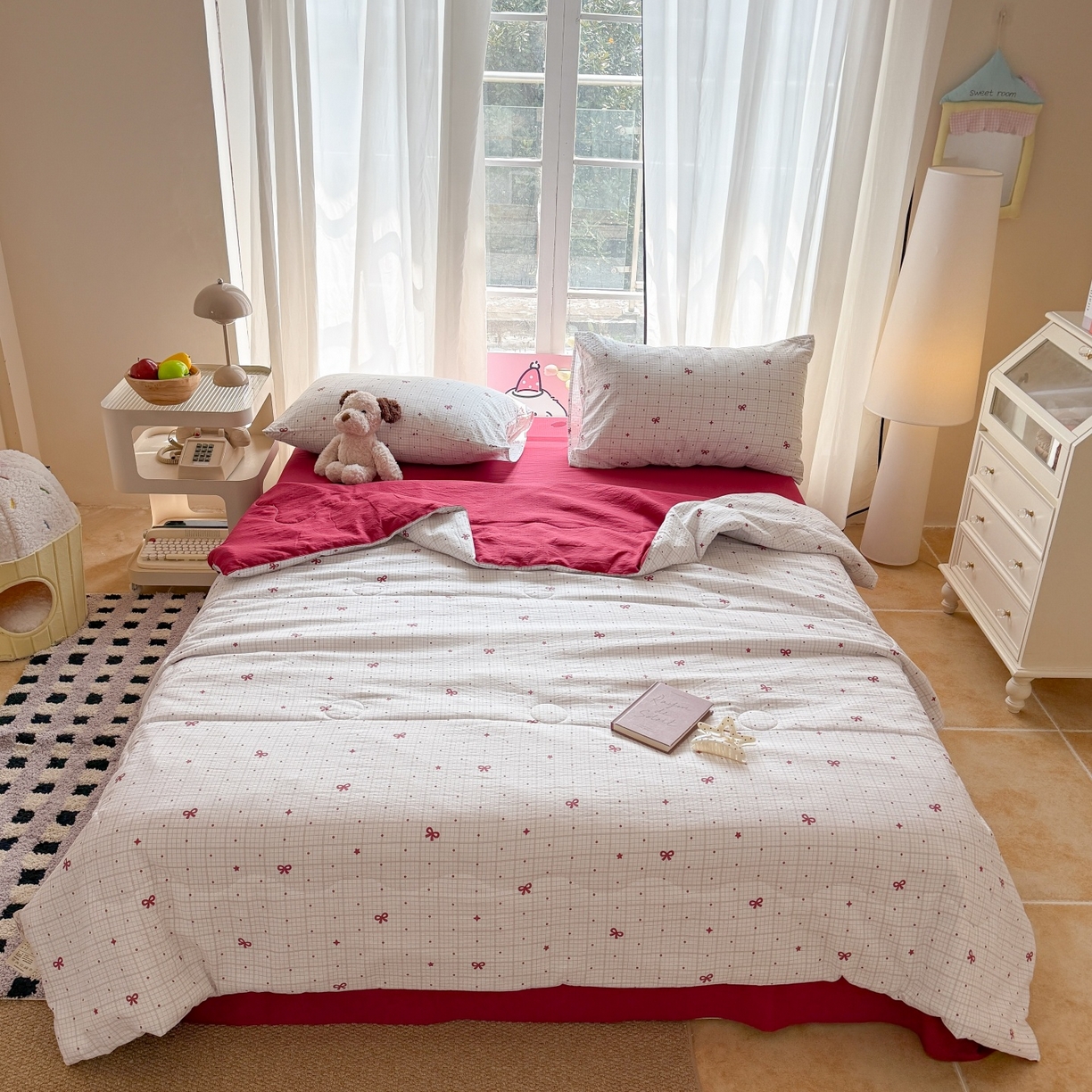 91家纺网 家纺一手货源 找家纺 温眠家纺 2026新款针织泡芙双层纱夏被四件套 星光灿烂