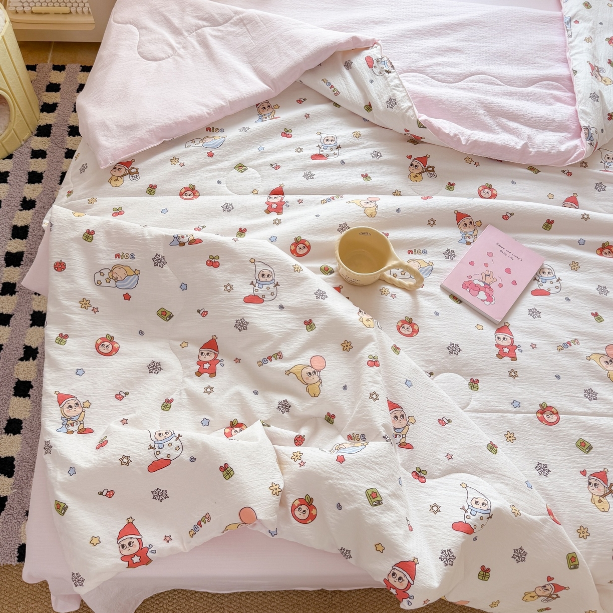 91家纺网 家纺一手货源 找家纺 温眠家纺 2026新款针织泡芙双层纱夏被四件套 礼物盒