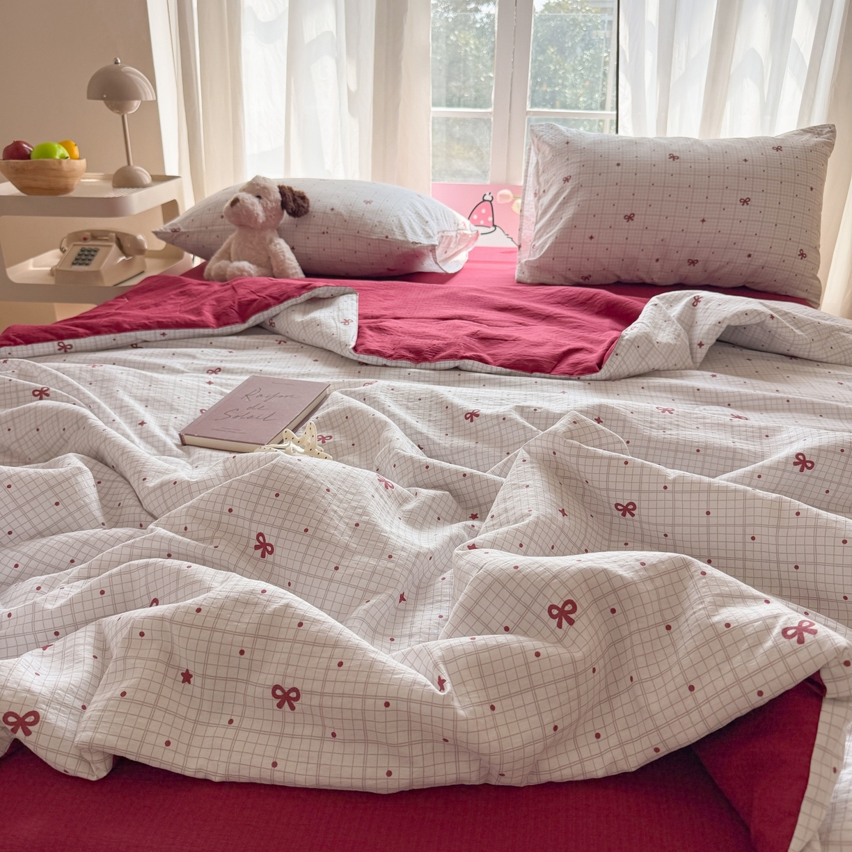 91家纺网 家纺一手货源 找家纺 温眠家纺 2026新款针织泡芙双层纱夏被四件套 星光灿烂