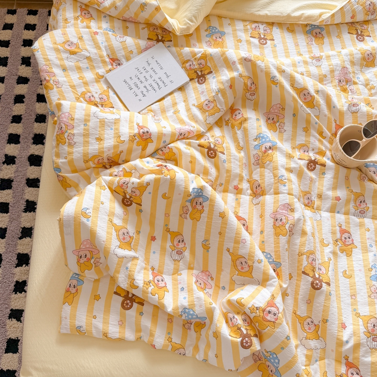 91家纺网 家纺一手货源 找家纺 温眠家纺 2026新款针织泡芙双层纱夏被四件套 魔法精灵