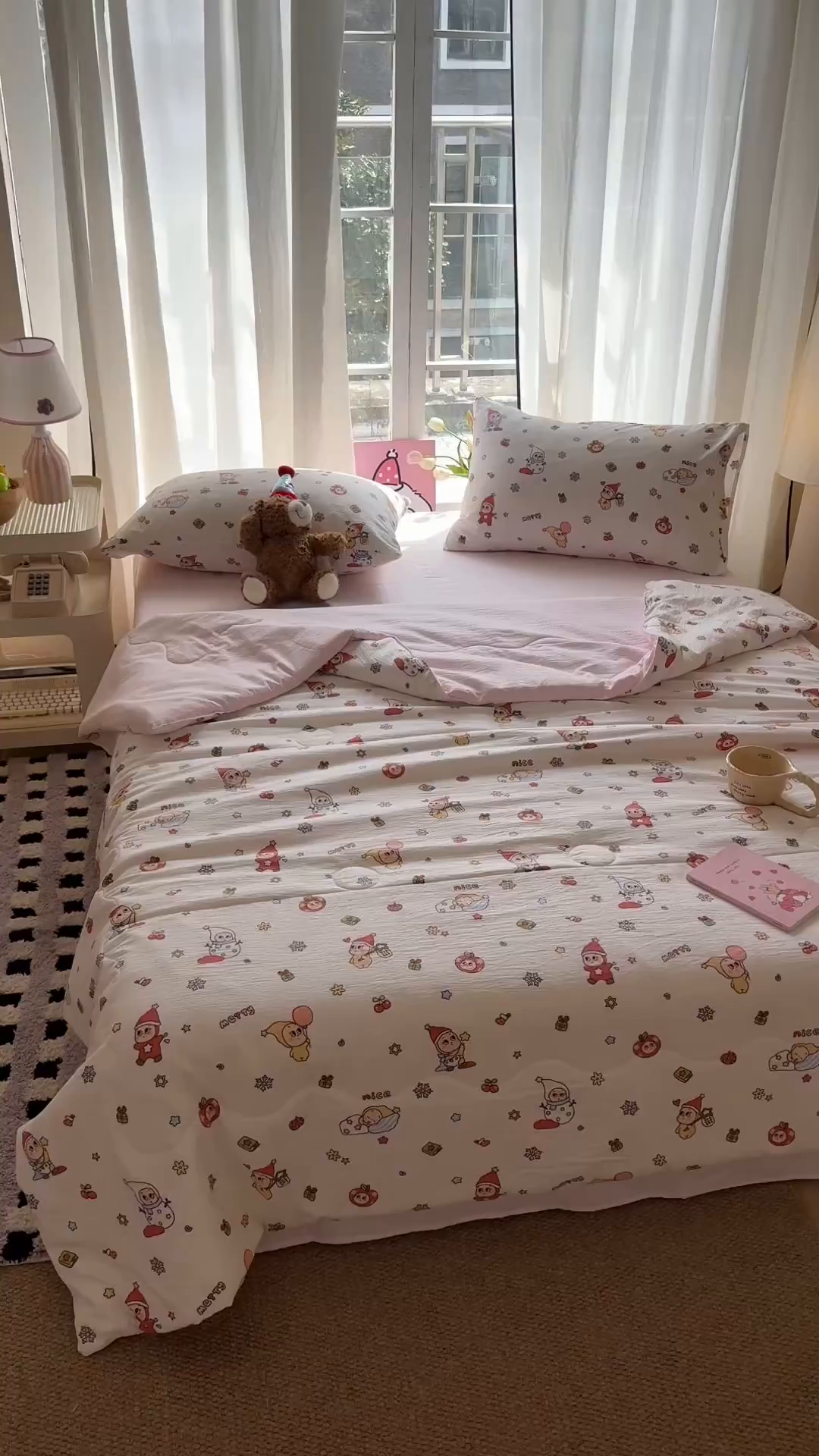 91家纺网 家纺一手货源 找家纺 温眠家纺 2026新款针织泡芙双层纱夏被四件套 礼物盒