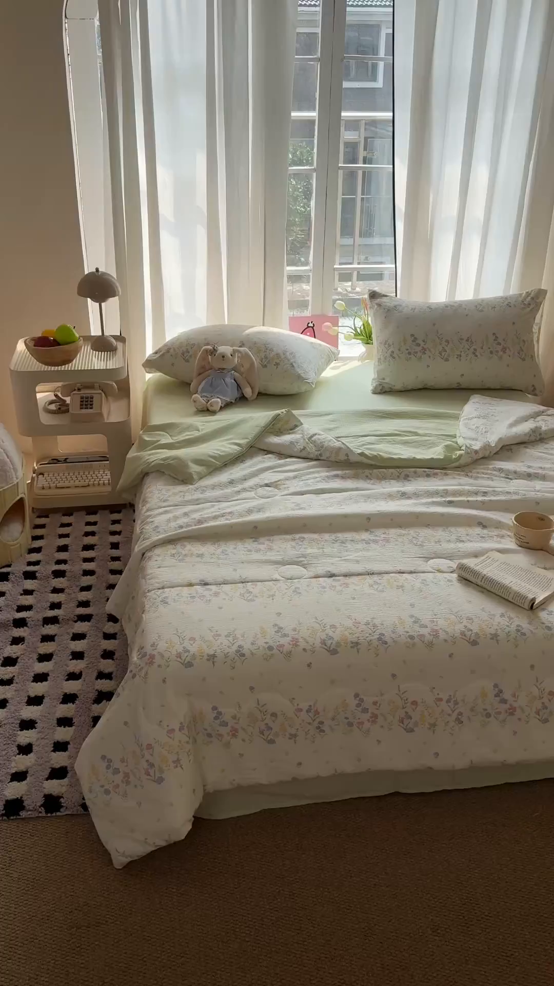 91家纺网 家纺一手货源 找家纺 温眠家纺 2026新款针织泡芙双层纱夏被四件套 小森系