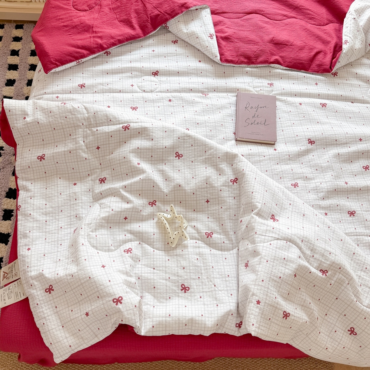 91家纺网 家纺一手货源 找家纺 温眠家纺 2026新款针织泡芙双层纱夏被四件套 星光灿烂