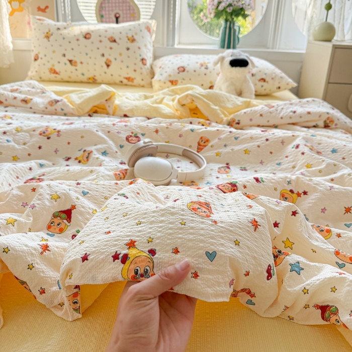 91家纺网 家纺一手货源 找家纺 （总）小桃姐家纺 2026新款泡芙棉双层纱夏被空调被四件套小清新泡泡纱夏被卡通夏凉被空调被