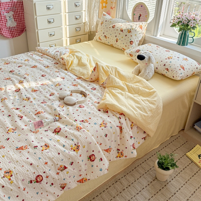 91家纺网 家纺一手货源 找家纺 （总）小桃姐家纺 2026新款泡芙棉双层纱夏被空调被四件套小清新泡泡纱夏被卡通夏凉被空调被