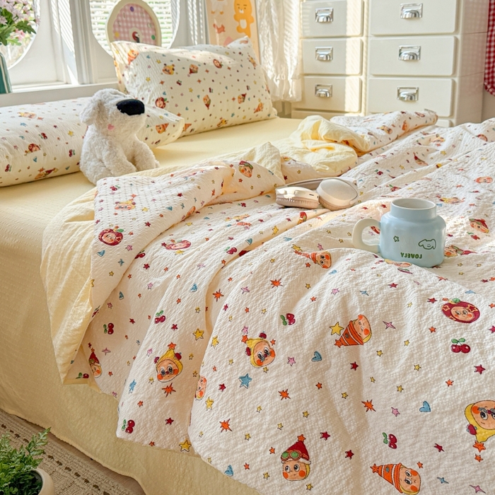 91家纺网 家纺一手货源 找家纺 （总）小桃姐家纺 2026新款泡芙棉双层纱夏被空调被四件套小清新泡泡纱夏被卡通夏凉被空调被