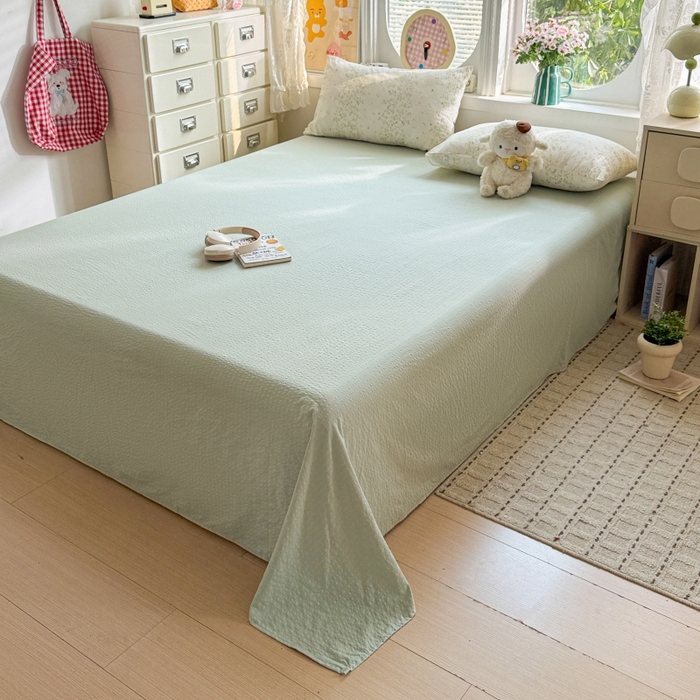 91家纺网 家纺一手货源 找家纺 小桃姐家纺 2026新款泡芙棉双层纱夏被空调被四件套小清新泡泡纱夏被卡通夏凉被空调被 浅春