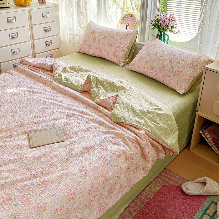 91家纺网 家纺一手货源 找家纺 小桃姐家纺 2026新款泡芙棉双层纱夏被空调被四件套小清新泡泡纱夏被卡通夏凉被空调被 知晓