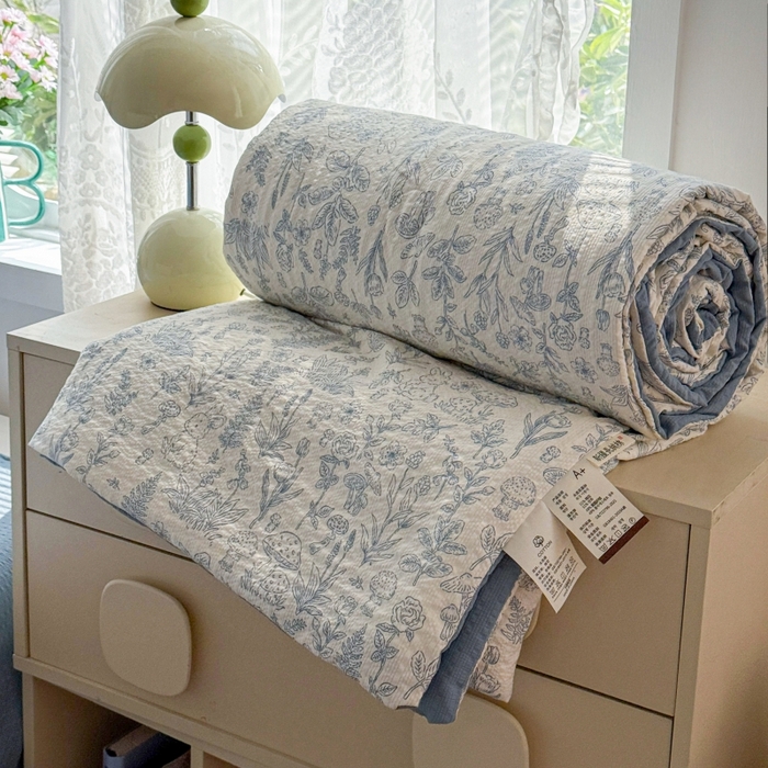 91家纺网 家纺一手货源 找家纺 小桃姐家纺 2026新款泡芙棉双层纱夏被空调被四件套小清新泡泡纱夏被卡通夏凉被空调被 盛夏