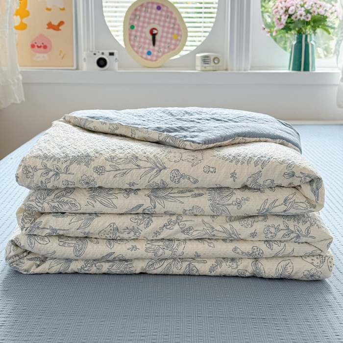 91家纺网 家纺一手货源 找家纺 小桃姐家纺 2026新款泡芙棉双层纱夏被空调被四件套小清新泡泡纱夏被卡通夏凉被空调被 盛夏