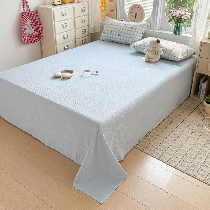 91家纺网 家纺一手货源 找家纺 小桃姐家纺 2026新款泡芙棉双层纱夏被空调被四件套小清新泡泡纱夏被卡通夏凉被空调被 修狗狗