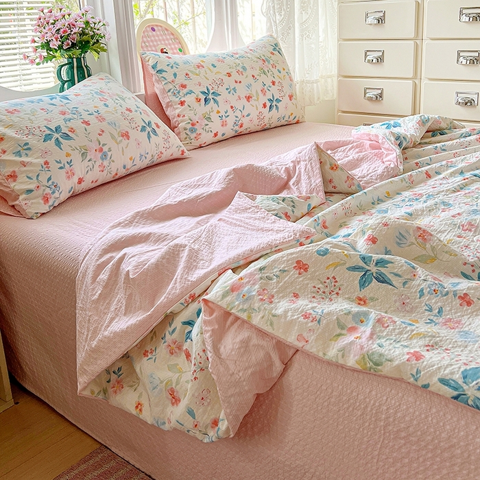 91家纺网 家纺一手货源 找家纺 小桃姐家纺 2026新款泡芙棉双层纱夏被空调被四件套小清新泡泡纱夏被卡通夏凉被空调被 安娜