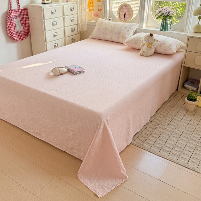 91家纺网 家纺一手货源 找家纺 小桃姐家纺 2026新款泡芙棉双层纱夏被空调被四件套小清新泡泡纱夏被卡通夏凉被空调被 奶油kitty