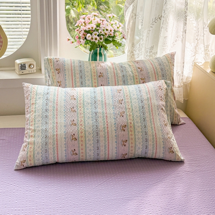 91家纺网 家纺一手货源 找家纺 小桃姐家纺 2026新款泡芙棉双层纱夏被空调被四件套小清新泡泡纱夏被卡通夏凉被空调被 彩虹木马