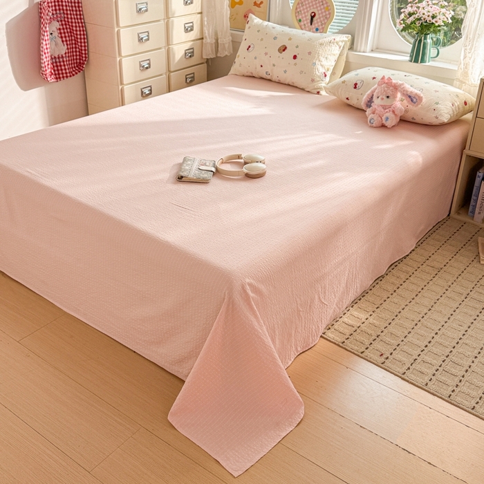 91家纺网 家纺一手货源 找家纺 小桃姐家纺 2026新款泡芙棉双层纱夏被空调被四件套小清新泡泡纱夏被卡通夏凉被空调被 幸运kitty