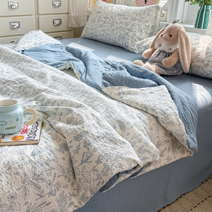 91家纺网 家纺一手货源 找家纺 小桃姐家纺 2026新款泡芙棉双层纱夏被空调被四件套小清新泡泡纱夏被卡通夏凉被空调被 盛夏