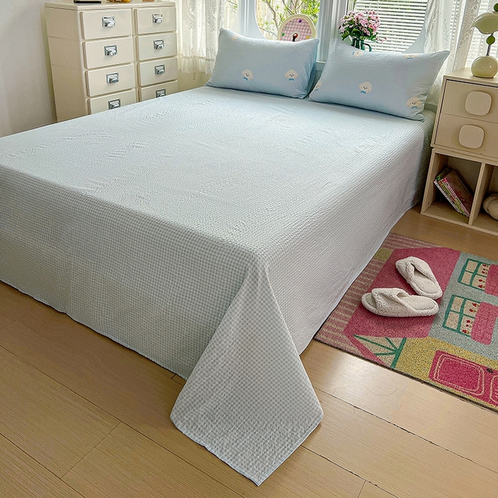 91家纺网 家纺一手货源 找家纺 小桃姐家纺 2026新款泡芙棉双层纱夏被空调被四件套小清新泡泡纱夏被卡通夏凉被空调被 软萌小狗