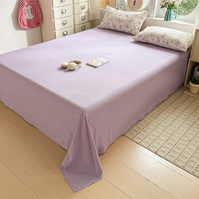 91家纺网 家纺一手货源 找家纺 小桃姐家纺 2026新款泡芙棉双层纱夏被空调被四件套小清新泡泡纱夏被卡通夏凉被空调被 紫韵