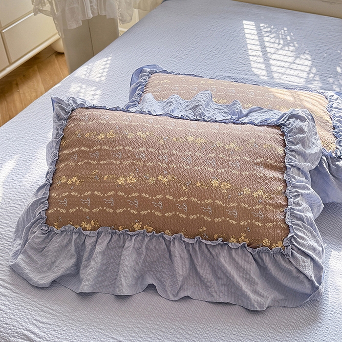 91家纺网 家纺一手货源 找家纺 韩约家纺 2026春夏新款泡芙棉床单款夏被夏凉被空调被四件套 木槿