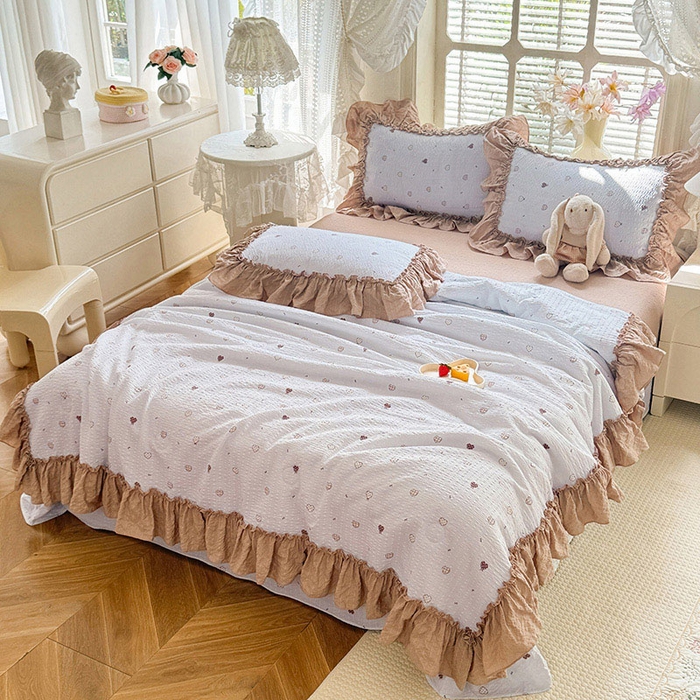 91家纺网 家纺一手货源 找家纺 韩约家纺 2026春夏新款泡芙棉床单款夏被夏凉被空调被四件套 星语