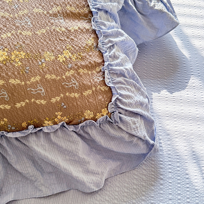 91家纺网 家纺一手货源 找家纺 韩约家纺 2026春夏新款泡芙棉床单款夏被夏凉被空调被四件套 木槿