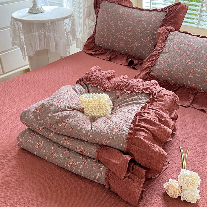 91家纺网 家纺一手货源 找家纺 韩约家纺 2026春夏新款泡芙棉床单款夏被夏凉被空调被四件套 仟香