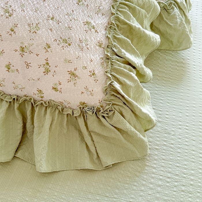 91家纺网 家纺一手货源 找家纺 韩约家纺 2026春夏新款泡芙棉床单款夏被夏凉被空调被四件套 绿意