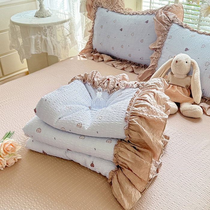 91家纺网 家纺一手货源 找家纺 韩约家纺 2026春夏新款泡芙棉床单款夏被夏凉被空调被四件套 星语