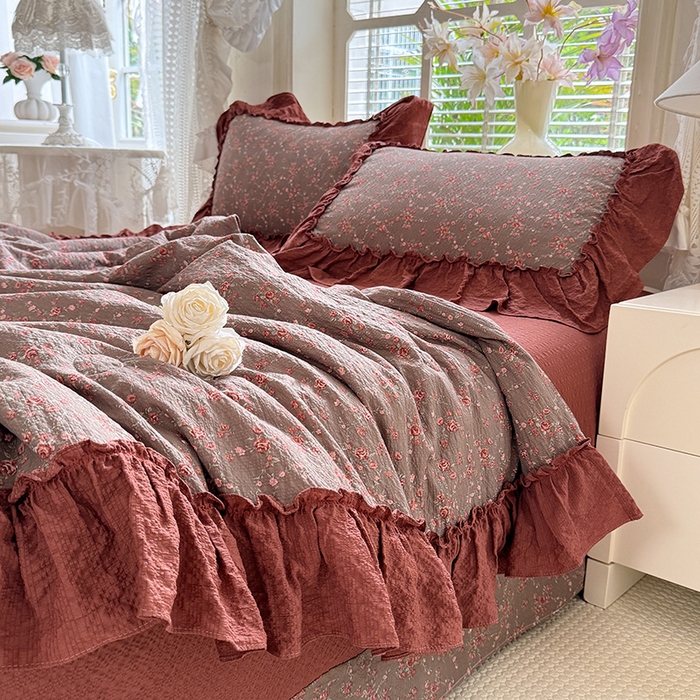 91家纺网 家纺一手货源 找家纺 韩约家纺 2026春夏新款泡芙棉床单款夏被夏凉被空调被四件套 仟香