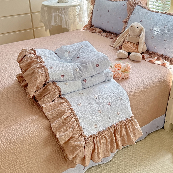 韩约家纺 2026春夏新款泡芙棉床单款夏被夏凉被空调被四件套 星语