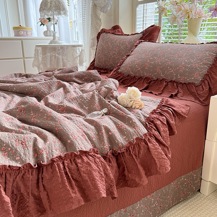 91家纺网 家纺一手货源 找家纺 韩约家纺 2026春夏新款泡芙棉床单款夏被夏凉被空调被四件套 仟香