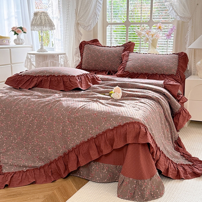 91家纺网 家纺一手货源 找家纺 韩约家纺 2026春夏新款泡芙棉床单款夏被夏凉被空调被四件套 仟香