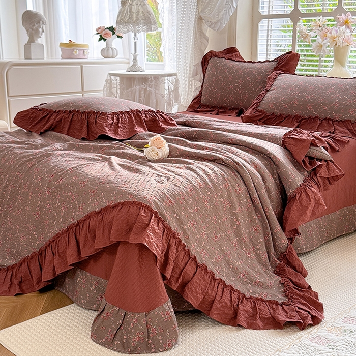 91家纺网 家纺一手货源 找家纺 韩约家纺 2026春夏新款泡芙棉床单款夏被夏凉被空调被四件套 仟香