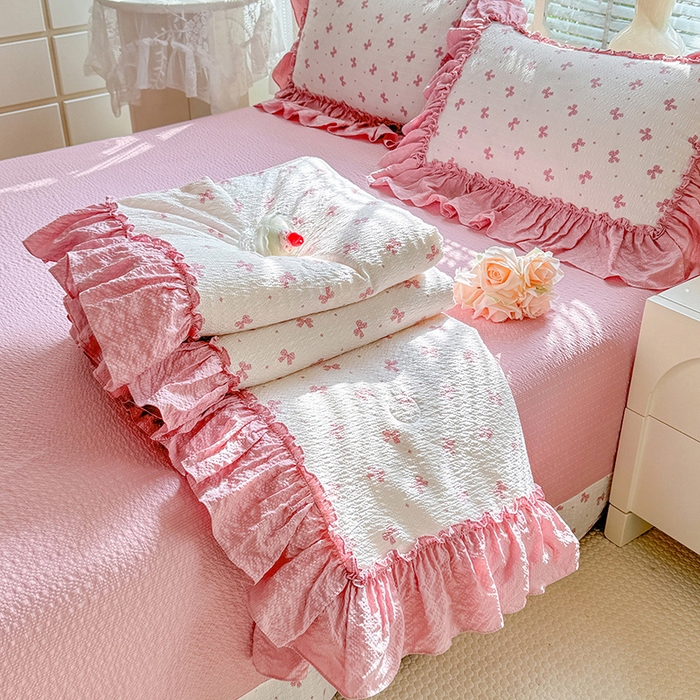 91家纺网 家纺一手货源 找家纺 （总）韩约家纺 2026春夏新款泡芙棉床单款夏被夏凉被空调被四件套