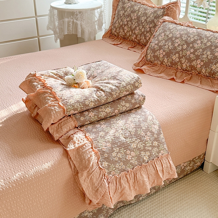 91家纺网 家纺一手货源 找家纺 （总）韩约家纺 2026春夏新款泡芙棉床单款夏被夏凉被空调被四件套