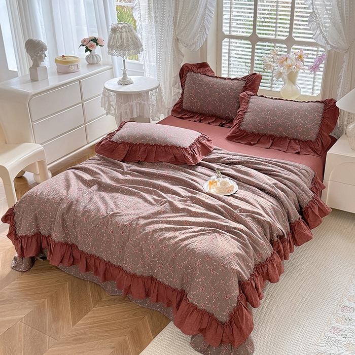 91家纺网 家纺一手货源 找家纺 （总）韩约家纺 2026春夏新款泡芙棉床单款夏被夏凉被空调被四件套