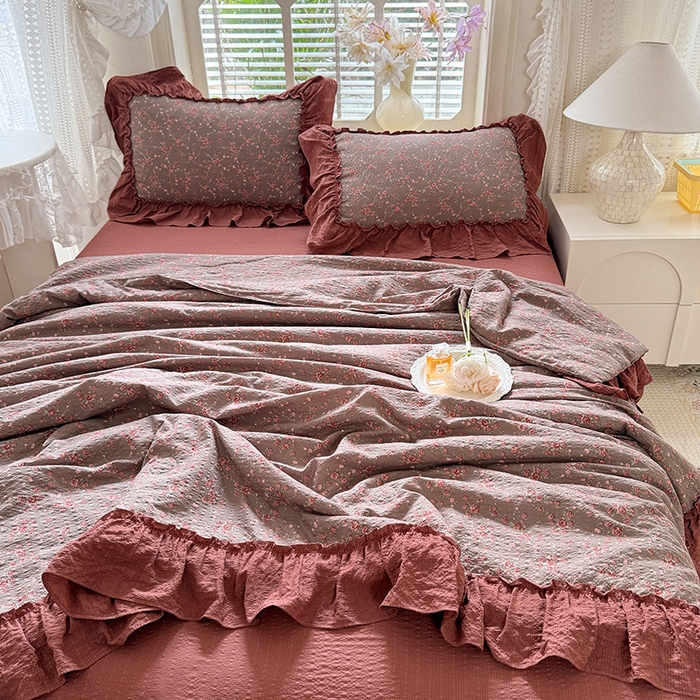 91家纺网 家纺一手货源 找家纺 （总）韩约家纺 2026春夏新款泡芙棉床单款夏被夏凉被空调被四件套